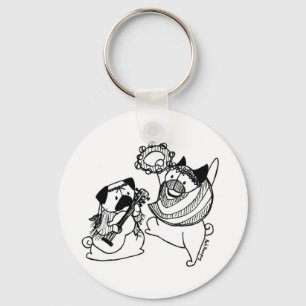 Fred, kärlek och mops nyckelring