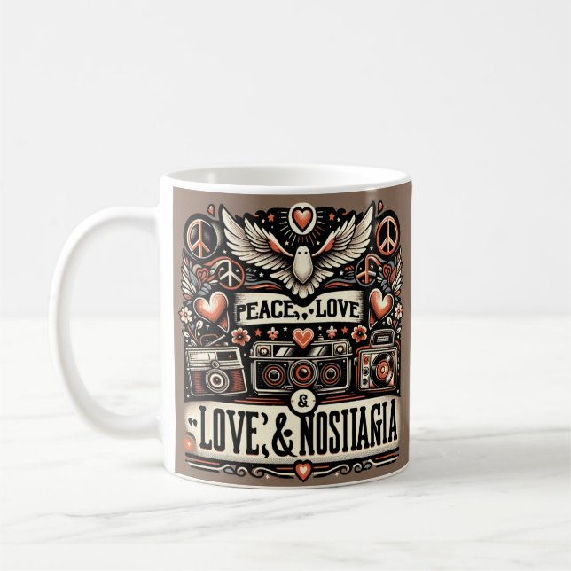 Fred, Kärlek och nostalgia: Retro Typography Quote Kaffemugg (Vänster)
