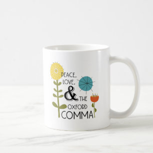 Fred, Kärlek och Oxford Comma Retro Blommigt Mugg
