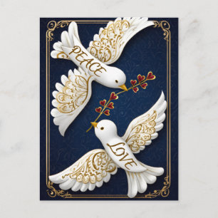 Fred & Kärlek Ornamenterad Duv Konst Vykort