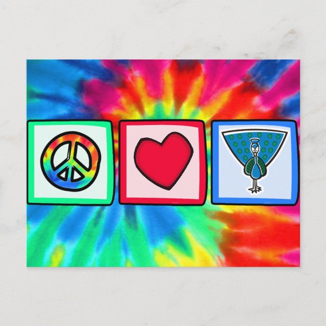 Fred, Kärlek, Påfåglar Vykort (Framsida)