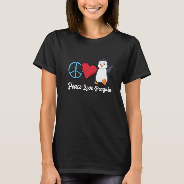 Fred kärlek Pingvin Barn Pingvin Fågel Djur T Shirt (Framsida)