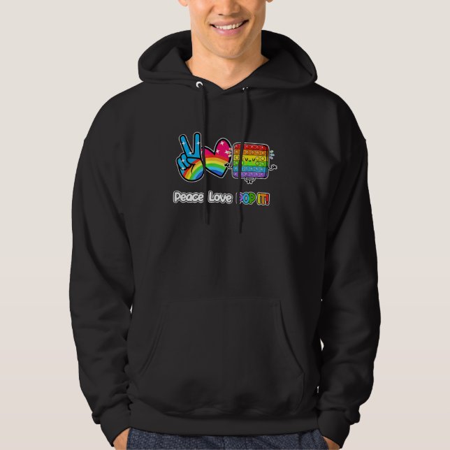 Fred kärlek Pop It Fidget Leksak Färgglad Regnbåge Hoodie (Framsida)