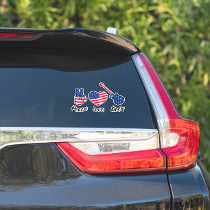 Fred kärlek rock fjärde juli patriotisk USA flagga Klistermärken