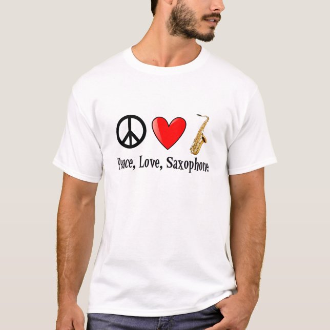 Fred kärlek, saxofon t-shirt (Framsida)