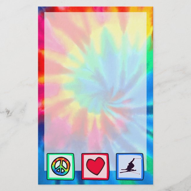 Fred kärlek, snöskidåkning brevpapper (Framsida)