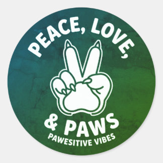 Fred Kärlek & Tass Tass Positiva Vibrationer Hundä Runt Klistermärke