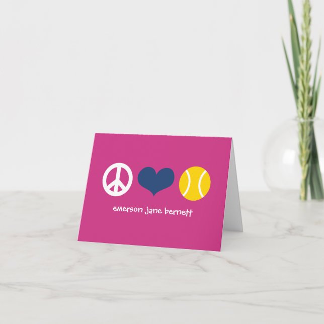 Fred kärlek, tennisrosa tack kort (Framsida)