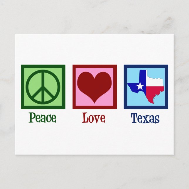Fred kärlek Texas statlig flagg Vykort (Framsida)