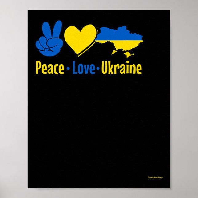Fred kärlek Ukraina Flagga Tröja Män Kvinnor Män S Poster (Framsidan)