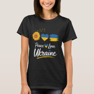 Fred kärlek Ukraina Solros Flagga Stå med Ukraina T Shirt