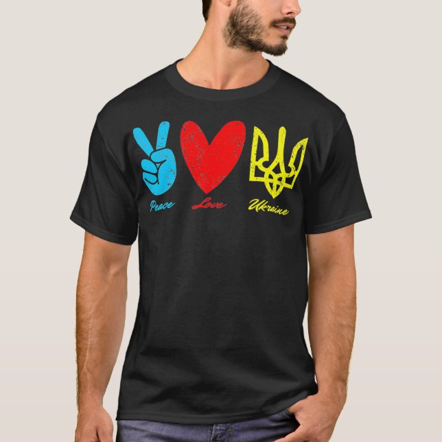 Fred, Kärlek, Ukrainas ukrainska Flagga. T Shirt (Framsida)