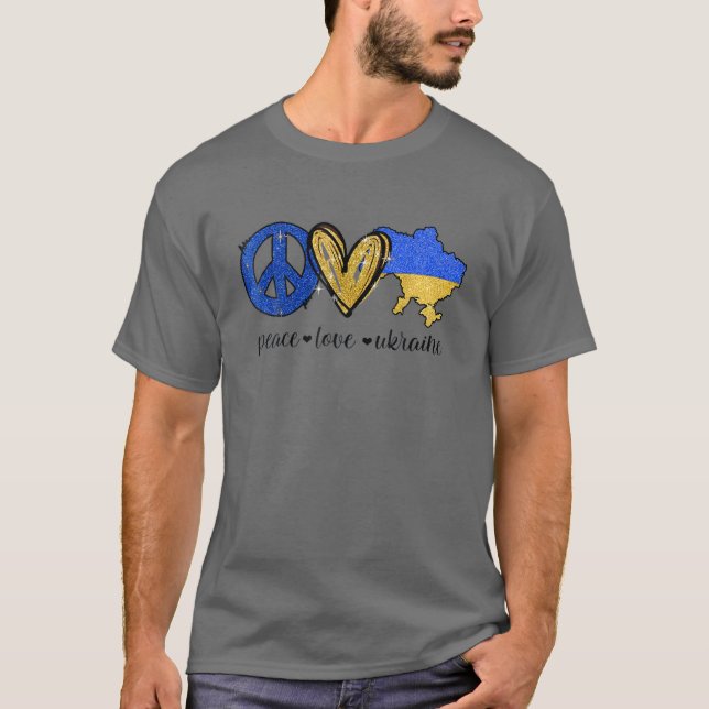 Fred, Kärlek, Ukrainas ukrainska Flagga. T Shirt (Framsida)