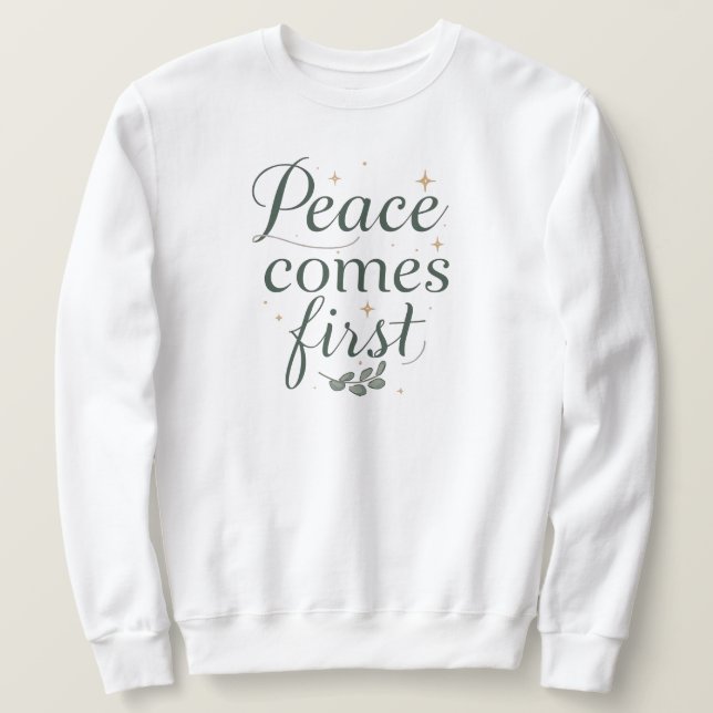 "Fred Kommer Först" Elegant Skrift Lång Ärmad Tröja (Design framsida)