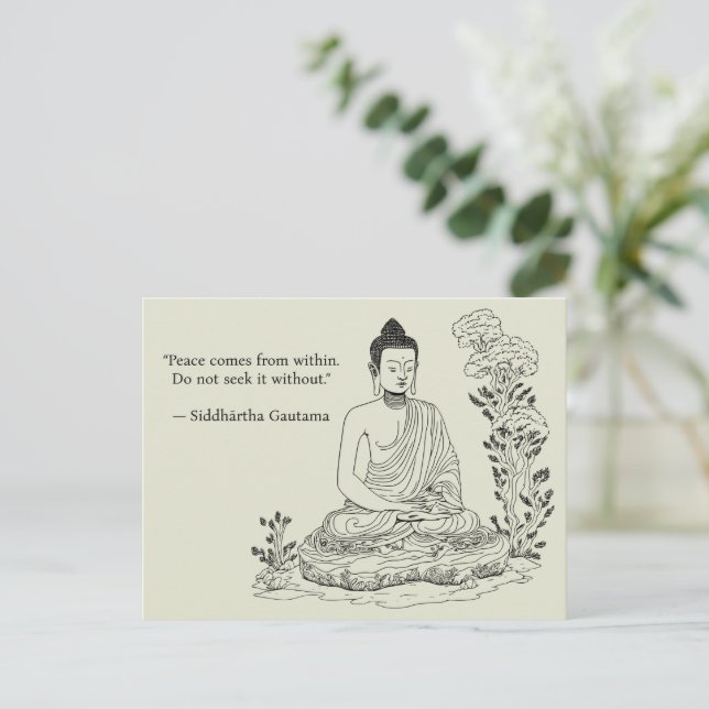 Fred kommer inifrån Buddha Vykort (Stående Fram)