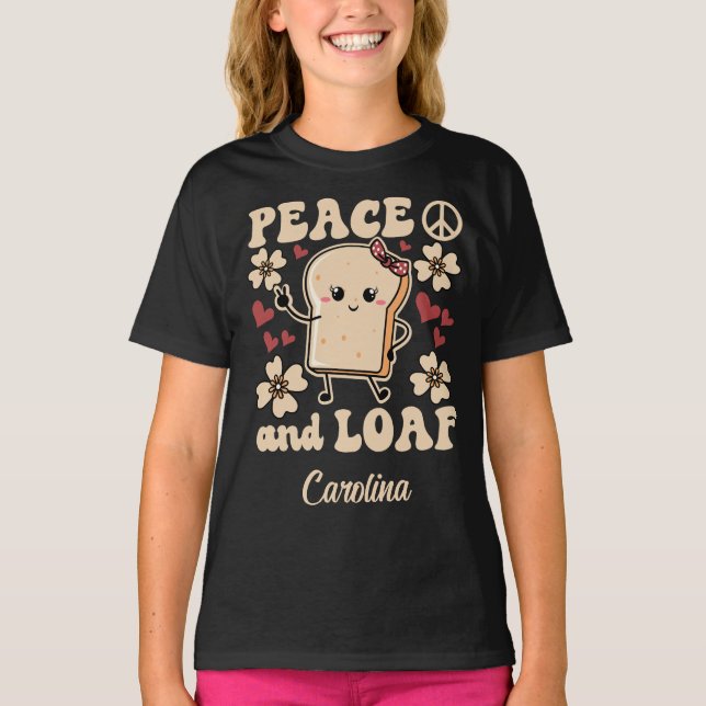 Fred & Loaf | Flicktoast med Fredstecken - svart T Shirt (Framsida)
