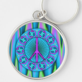 Fred ~ Löv Rund Silverfärgad Nyckelring