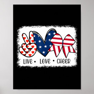 Fred Love Glädje Usa Flagga 4:e Juli Cheerleading Poster