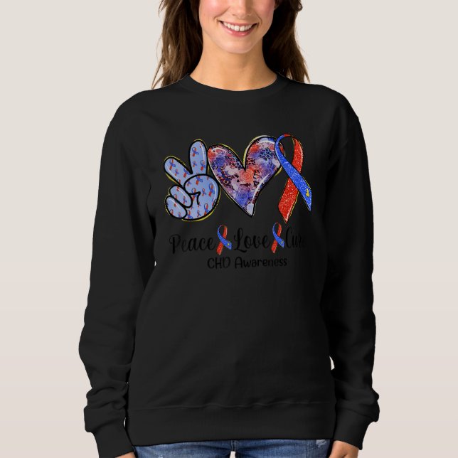 Fred Love Kurera Blått & Rött Band CHD Medvetenhet T Shirt (Framsida)
