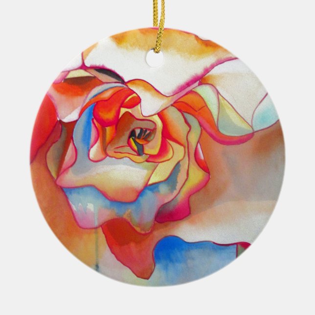 Fred martin begonia vattenfärgsart julgransprydnad keramik (Framsidan)