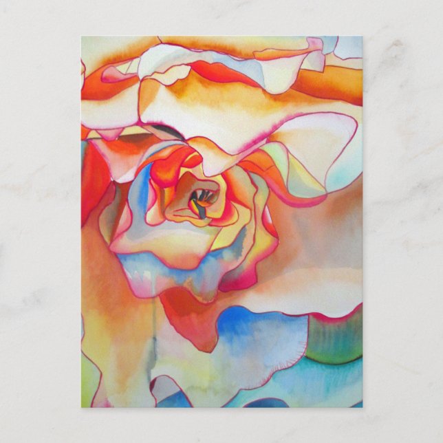 Fred martin begonia vattenfärgsart vykort (Framsida)