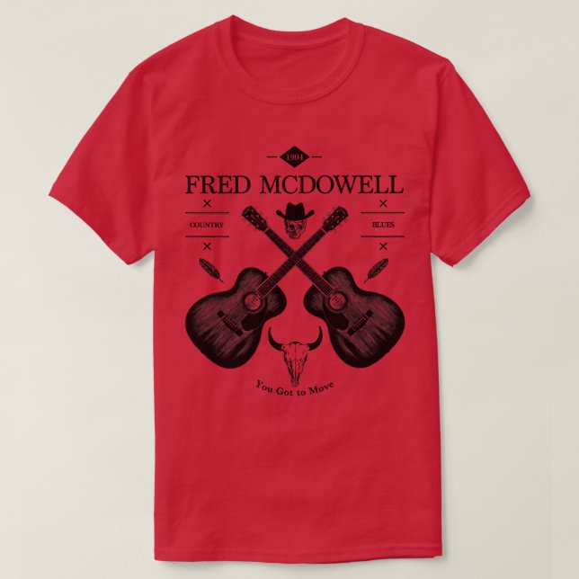 Fred McDowell Acoustic Guitar Logotyp T Shirt (Design framsida)