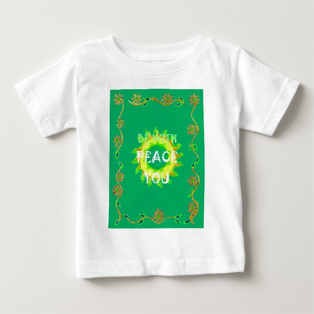 Fred med dig: inspirerande Grönt och Gult Tee Shirt (Framsida)