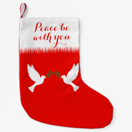 Fred med dig och vita duvor liten julstrumpa