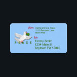 Fred med Dove Anpassningsbar Shipping Labels Adressetikett<br><div class="desc">Lägg till ditt eget namn och adress till den här fantastiska etiketten, för alla dina behov av helgdag. Bilden av en duva med en snårskog och ord-Peace-programmet symboliserar fred och glädje för julhelgen. Se alla våra adressetiketter för anpassningsbar, skeppningsetiketter, kannings- och jarringetiketter, klistermärken, märkre och tusentals andra dekorprodukter i vår...</div>