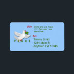 Fred med Dove Anpassningsbar Shipping Labels Adressetikett<br><div class="desc">Lägg till ditt eget namn och adress till den här fantastiska etiketten, för alla dina behov av helgdag. Bilden av en duva med en snårskog och ord-Peace-programmet symboliserar fred och glädje för julhelgen. Se alla våra adressetiketter för anpassningsbar, skeppningsetiketter, kannings- och jarringetiketter, klistermärken, märkre och tusentals andra dekorprodukter i vår...</div>