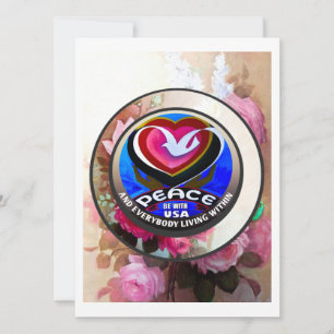 Fred med USA. Handmålad.. Platt kort