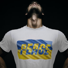 Fred mot krig Ukraina Inspinerad blå gult T Shirt