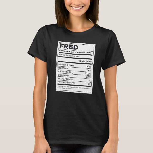 Fred Nutrition Information Problem med att lösa hå T Shirt (Framsida)