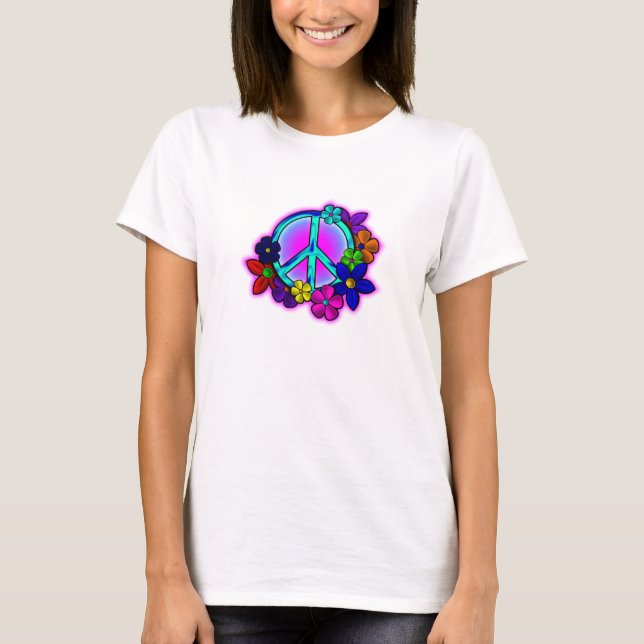 Fred och blommor t-shirt (Framsida)