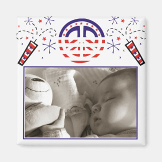 Fred och Fireworks Patriotic Bild Ram Magnet