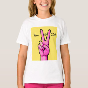 Fred och frossa ✌️ minimal Tecknad Hand T-Shirt