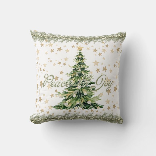 Fred och glädje i Grönt Julgran Kudde (Framsida)