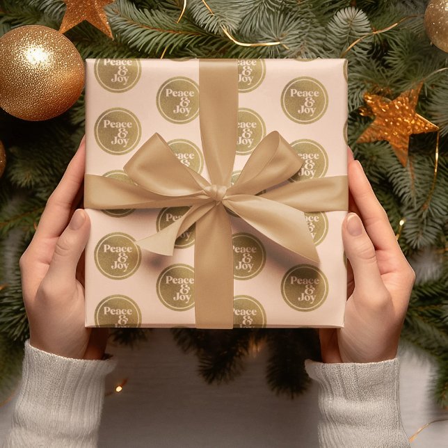 Fred och glädje, Rosa och Guld Julens Helgdag Presentpapper (Peace & Joy, Pink and Gold Christmas Holiday Wrapping Paper)