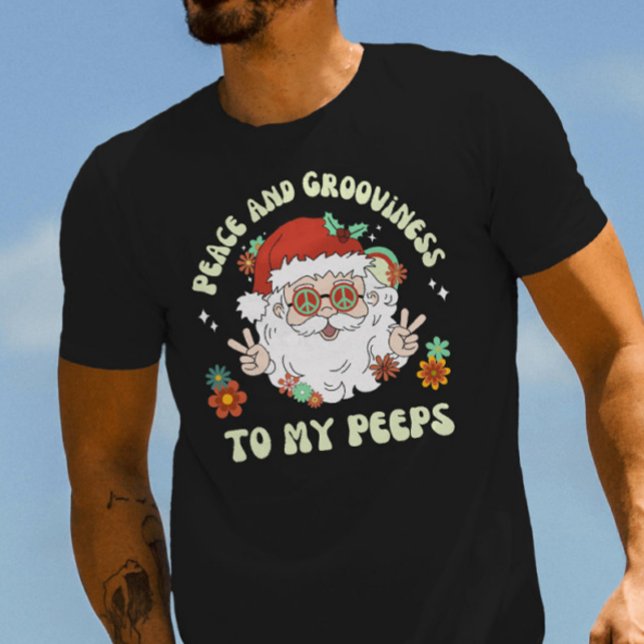 Fred och Grooviness Retro Hippie Jul T Shirt (Skapare uppladdad)