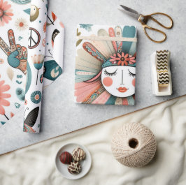 Fred och Kärlek Boho Blommigt Wrapping Papper Presentpapper