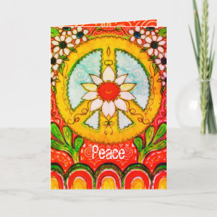 Fred och Kärlek Daisy Hippie Boho Original Hälsnin Kort