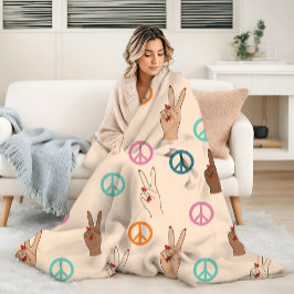 Fred och Kärlek, den multikulturella Hand Mönster Fleecefilt
