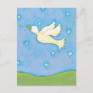 Fred och Kärlek - Dove bird hearts roligt söt art Vykort