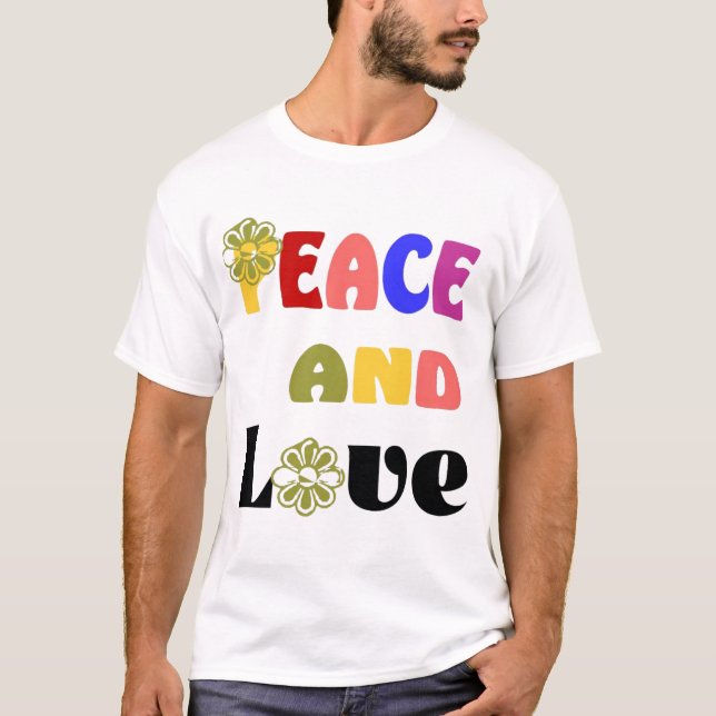 Fred och Kärlek Hippie Herr T-Shirt (Framsida)