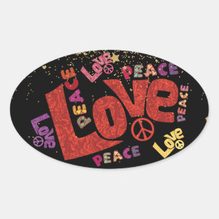 Fred och Kärlek Mashup Ovalt Klistermärke