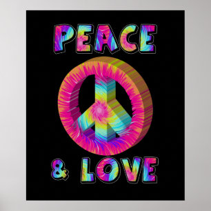 Fred och Kärlek med Fredsteckenet Tie Dye Poster