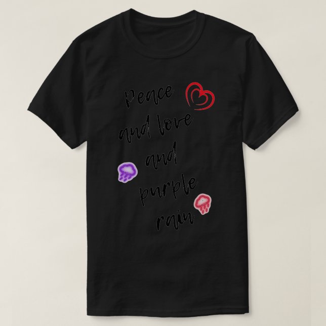 Fred och kärlek och lila regn t shirt (Design framsida)