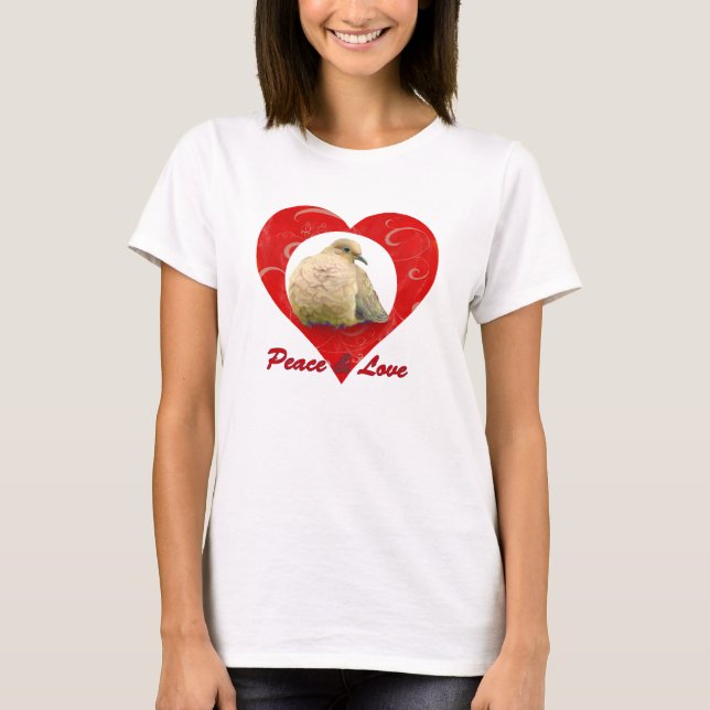 Fred och Kärlek - sorg Dove - hjärta T Shirt (Framsida)