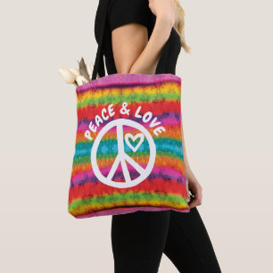 Fred och Kärlek Tie Dye Rand Tygkasse