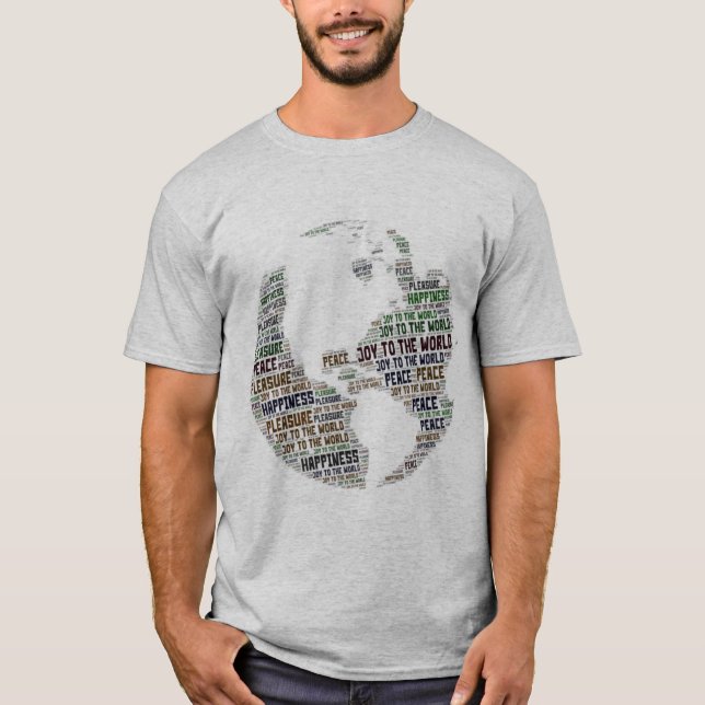 Fred och lycka i världen - konst i ord  t shirt (Framsida)